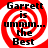 Four identical display red and white spiral backgrounds with black text reading "Garrett is ummm... the Best" in a pixelated font