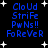 Blue pixelated text on black background with white stars, displaying 'CloUd StriFe PwNs!! FoReVeR' in two identical vertical