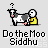 Pixel art of a cow and character with question mark above, text 'Do the Moo Siddhu' below on light gray background.
