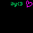 Green 'ily<3' text flanks a pink heart symbol on black background, with the heart animating between open and closed states.