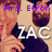 Pixelated image of a person with brown hair and a dark shirt, overlaid with text elements including 'ZAC' and 'i <3 Zac!' in purple and white.