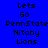 Blue background with black text reading 'Lets Go PennState Nitany Lions' in pixelated font, displayed across three