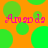 A static image with an orange background covered in green circles and pink text reading "Amado" repeated four times.