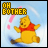 Pixelated yellow bear with red shirt sits on light blue background, holding pink exclamation mark near text reading 'OH BOTHER' in brown block letters.