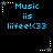 Pixelated blue text reads "Music iis liife!<33" on black background with white and gray star-shaped icons in corners.