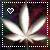 A pixelated cannabis leaf icon with a heart symbol in the top-left corner, displayed within a dotted border on a dark background.