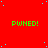 Red background with green text reading 'PWNED!' repeated across the image, scattered blue dots, and a gray rectangle in the bottom-right corner.