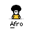Animated pixel art contact sheet showing a character with an afro hairstyle performing various actions across 16 frames, each labeled "Afro" below the icon.