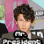 A pixelated collage of three distinct celebrity images with overlaid text labels, each in a separate section.