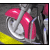 Animated contact sheet of a motorcycle wheel with red fenders and yellow ground markings, showing frame-by-frame motion changes across six sampled frames.