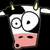 Pixelated cow head with large eyes, pink nose, and yellow horns against black background; adjacent text reads 'chucky' in purple letters above '<3' symbol.