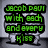Pixelated image with green and cyan text overlays and two cartoon figures, one with red date text.
