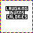 A 5x5 contact sheet of animated frames showing a pixelated text-based icon with the phrase "LAUGHING BURNS CALORIES" in black block letters, each frame displaying different color variations for individual letters against a white background with rainbow border.