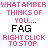 Pixelated text displays three of pink and black words with repeated 'WHAT AMBER THINKS OF YOU...' headers, each containing distinct labels