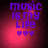 Pixelated purple text "music is my life" with three hearts on a pink-to-black gradient background, showing subtle animation changes