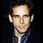 A four-quadrant with a pixelated portrait of a person in the top-left, blue text reading "LOVE U" on an orange background in the top-right, and "BEN STILLER" in blue block letters on an orange background in the bottom-left