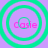 Four identical circular icons with green concentric rings on a purple background, each containing pink text reading 'Casie' in the center.