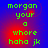 Green pixelated text on blue background with red glow, arranged in four , showing animation change in red glow position