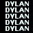 repeated 'DYLAN' text in white pixelated font on black background, with green rectangular highlights shifting across and