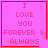 Four pink square with red borders display "I LOVE YOU FOREVER & ALWAYS" text; two show a red heart, one a red starburst symbol