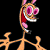 Pixelated cartoon character with exaggerated expression on left, green text logo on right against black background.
