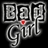 Pixelated grayscale icon with stylized text and a single red dot, set against black background.