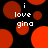 Black background with red circular shapes and white text reading "i love gina" in pixelated font.