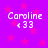 Pixelated text 'Caroline' and '<33' on a purple background with pink stars, repeated in four identical quadrants.