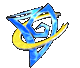 Animated blue and yellow abstract shapes with swirling motion on gray background, transitioning through multiple configurations.