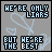 A 5x5 contact sheet of animated frames showing a pixel art icon with text "WE'RE ONLY LIARS" and "BUT WE'RE THE BEST" over light blue heart outlines on gray background, displaying color variation across sampled frames.