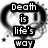Black-and-white pixelated heart-shaped icon with text fragments arranged in a , displaying phrases about death and suicide