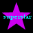 Four purple star icons with cyan text 'superstar' on a black background, arranged in two of two