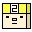four pixel-art icons with yellow, white, and beige sections, each featuring a stylized face with black eyes and mouth, and a pink mouth area that changes across frames