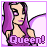 Pixelated icon of a woman with long purple hair, wearing a low-cut top and holding a purple staff-like object. The word 'Queen!' appears in pixelated text at the bottom.