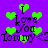 Purple background with green heart shapes and repeated text "I Love You Tommy <3" in black pixelated font.