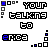 Animated pixel art displays 'YOUR TALKING TO' text above 'erica' with blue square accents shifting across the frame.