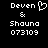 Pixelated white text and symbols on black background, showing 'Deven & Shauna 073109' with a heart symbol replacing the ampersand in the left view.