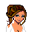Pixel art contact sheet of a female character with brown hair in various poses and expressions, alongside text reading "Lil' Angel" with a yellow halo symbol.