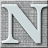 Static 48x48 pixel icon featuring a stylized letter N with gray and white tones on a light blue background, rendered in low-resolution bitmap style typical of early internet graphics.