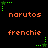 Pixelated orange text 'narutos' and 'frenchie' arranged in a with green star-shaped icons on a black background