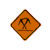 A diamond-shaped icon with a brown background and black silhouette of two crossed hammers on top, displayed in multiple variations including different sizes and orientations.