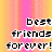 Pixelated text on a gradient background with names and 'best friends forever' in white outlined letters.