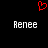 Red pixelated heart symbol above two identical white text labels reading 'Aenee' on a black background.