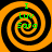 Four identical orange and black spiral patterns arranged in a , each containing green text reading "I Luv Sara"