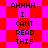 Pixelated text 'AHHHH I CANT READ THIS' repeated on a red and pink checkered background with red diamond shapes.