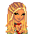 Pixel art contact sheet of an animated buddy icon featuring a blonde cartoon character with various poses and expressions, including full-body views, close-ups, and text overlays.