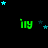 Green 'iIy' text with a small accent mark above the first letter, surrounded by scattered blue and dark blue stars on black background.