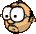 Six pixelated cartoon character head views in a showing varied eye expressions and one closed-eye pose against gray background