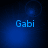 Blue-toned pixelated image with 'Gabi' text and shifting light effects across four