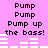 Pixelated text and audio visualizers on a pink background with repeated phrases.